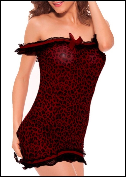 Rød leopard chemise